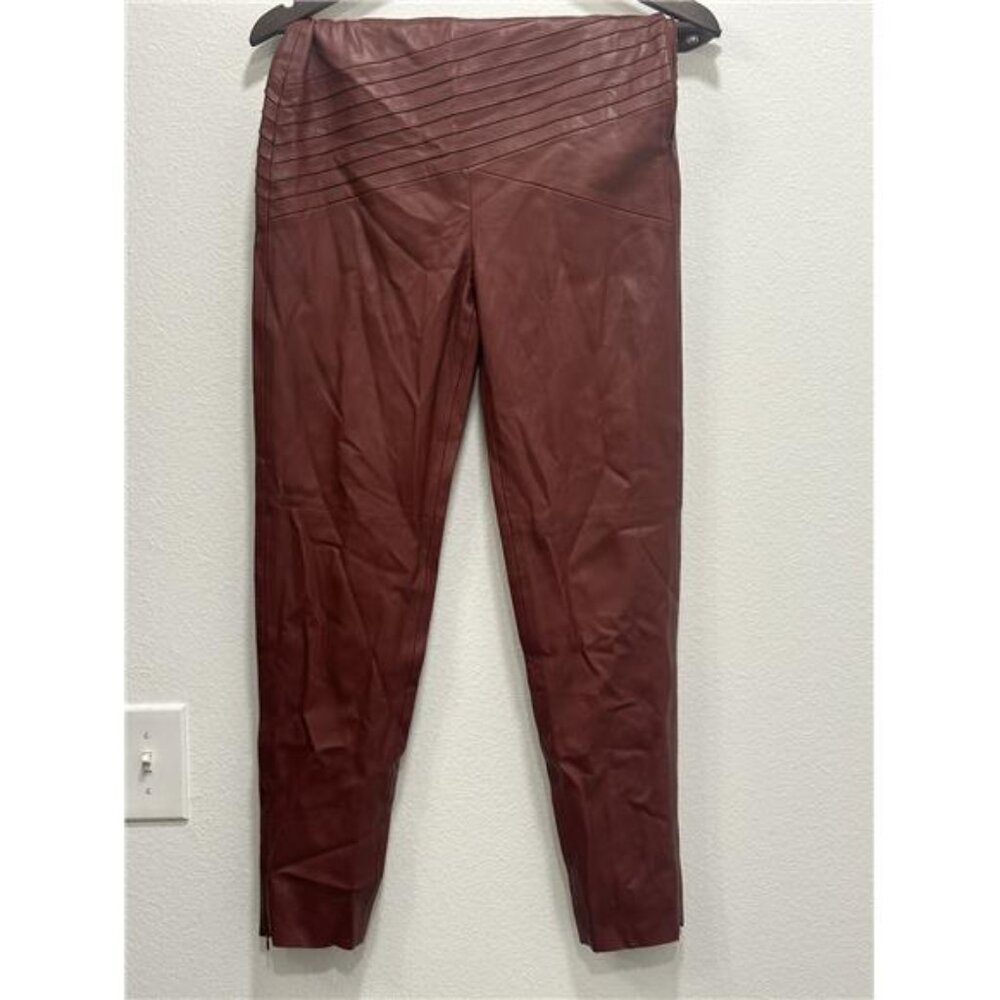 NWT ZARA  Brick Faux Leather hi rise Leggings with side belt  sz Medium